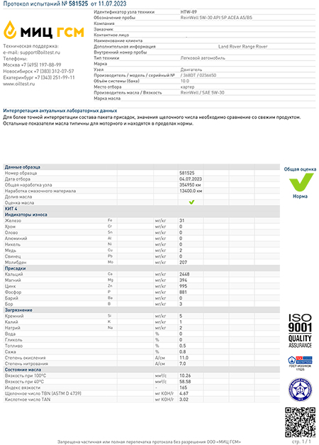 ReinWell 5W-30 API SP, ACEA A5B5 –   , 